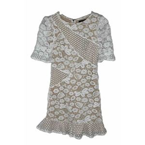 Lulus Women’s Sleeveless Crochet Lace Nude Lined Short Sleeve Short Dress XS NEW